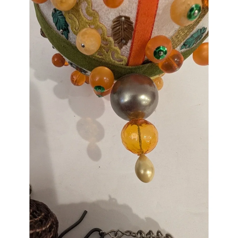 VTG Fancy Push Pin Large Christmas Ornaments LOT OF 7 Handmade Gems Sequence